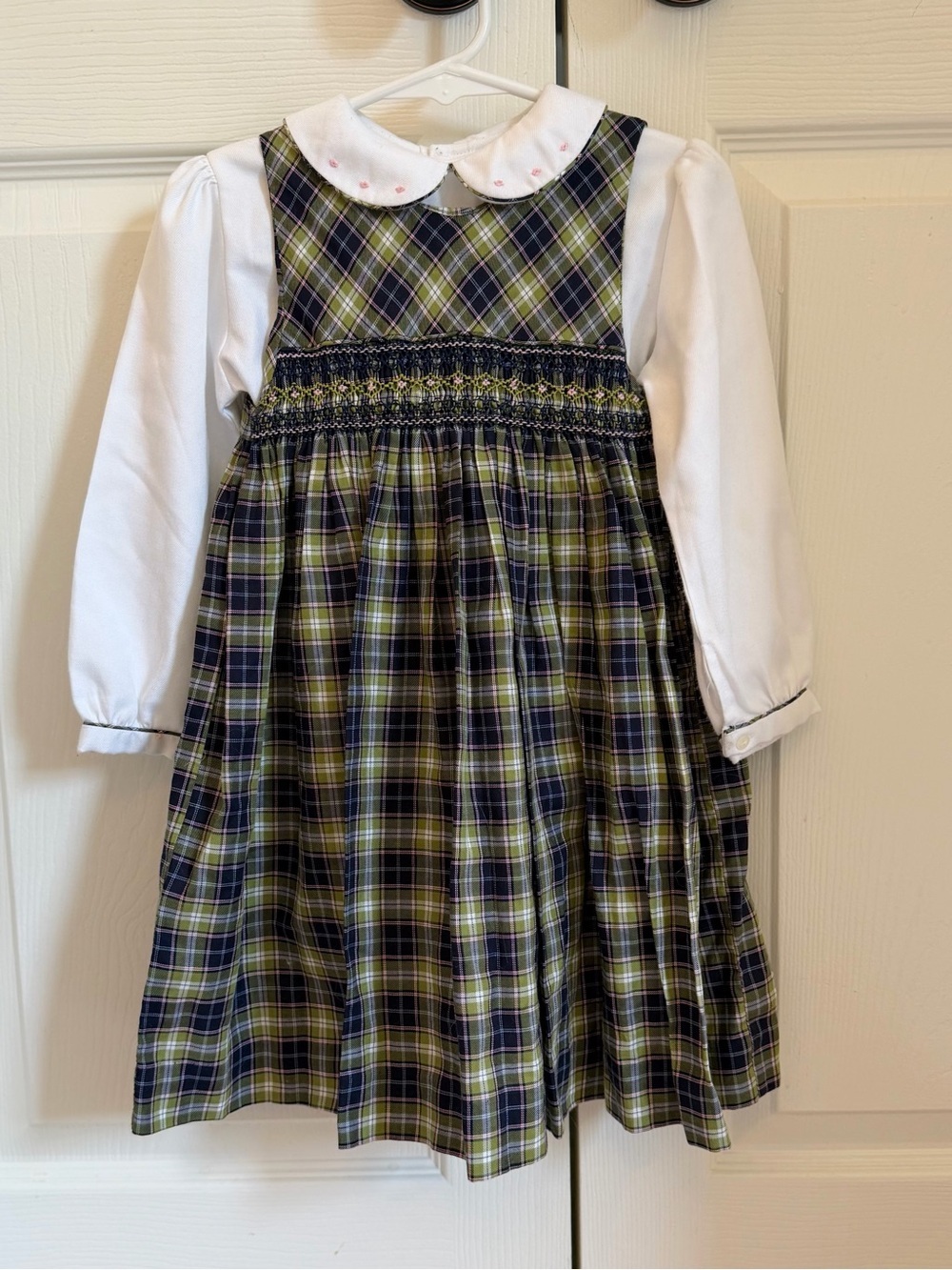EUC Sophie Dess Paris girls smocked plaid dress and matching shirt 24 months